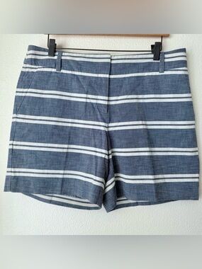 NWT Ann Taylor Loft Riviera Shorts-Blue/White Horizontal Stripes Size 10